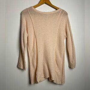 CYNTHIA ROWLEY 100% 2Ply Cashmere Knit Long Sleeve Crew-Neck peach luxury Size M